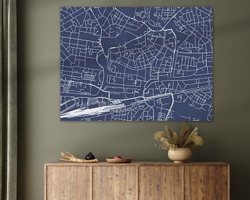Kaart van Leeuwarden Centrum in Royaal Blauw van Map Art Studio