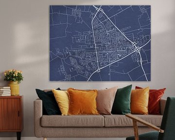 Carte de Drachten en bleu royal sur Map Art Studio