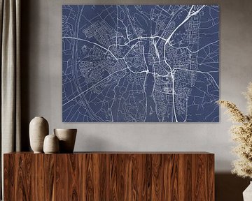 Kaart van Maastricht in Royaal Blauw van Map Art Studio