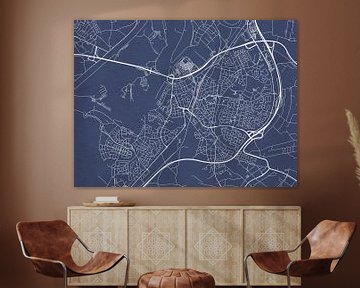 Kaart van Roermond in Royaal Blauw van Map Art Studio