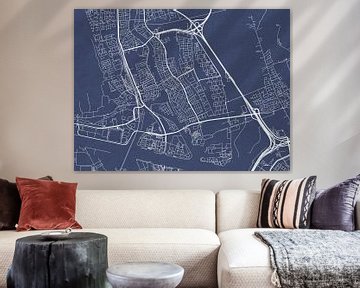 Carte de Zaandam en bleu royal sur Map Art Studio