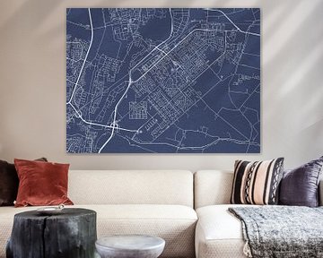 Carte de Heerhugowaard en bleu royal sur Map Art Studio