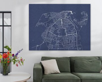 Carte de Den Helder en bleu royal sur Map Art Studio