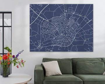 Carte de Haaksbergen en bleu royal sur Map Art Studio