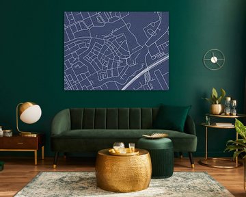 Carte de Woerden Centrum en bleu royal sur Map Art Studio