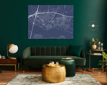 Kaart van Gorinchem in Royaal Blauw van Map Art Studio