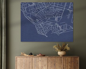 Kaart van Vlissingen Centrum in Royaal Blauw van Map Art Studio