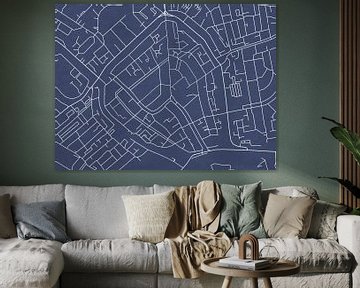 Kaart van Gouda Centrum in Royaal Blauw van Map Art Studio