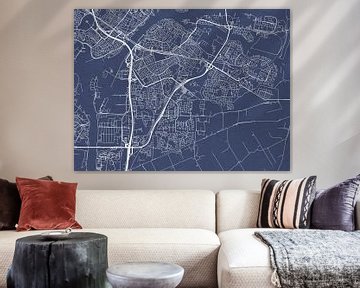 Kaart van Dordrecht in Royaal Blauw van Map Art Studio