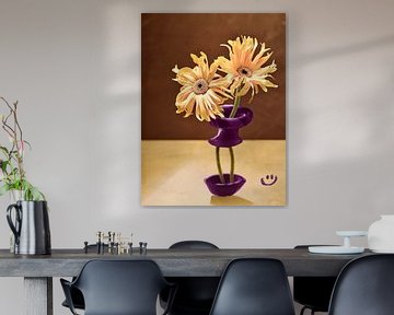 Gemalte Vase I Gerbera Pasta von Martijn Hoogendoorn