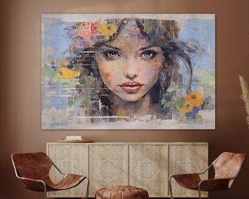 Lucy | Modern Portrait Collage by ARTEO Paintings