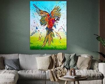 Perroquet volant sur Happy Paintings