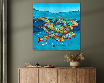 Kleurrijke papegaaivissen van Happy Paintings