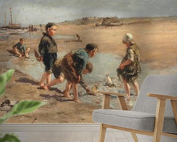 Spelende kinderen op een strand, Bernardus Johannes Blommers