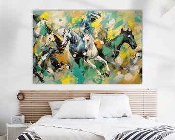 Horses Taking Selfie | Abstract van Blikvanger Schilderijen