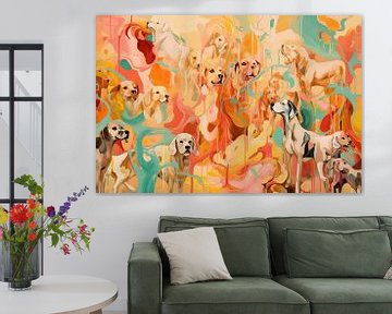 Dogs Being | Modern Kunstwerk van Blikvanger Schilderijen