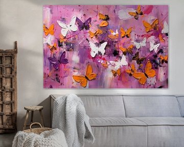 Schmetterlinge Laufen | Abstrakte Kunst von Blikvanger Schilderijen