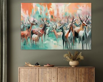 Antilopes en train d'étudier l'art moderne sur Blikvanger Schilderijen