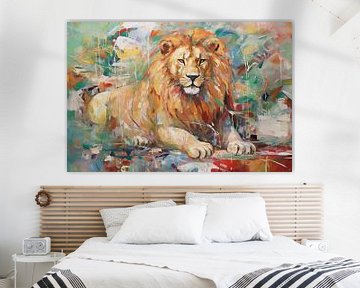 Lion Watching movies | Expressionstisch Schilderij van Blikvanger Schilderijen