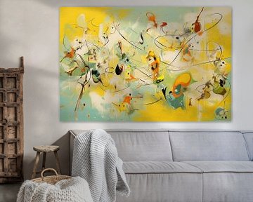 Frogs playing sports | Abstract painting by Blikvanger Schilderijen