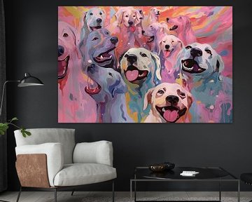 Dogs Taking Selfie | Moderne Kunst van Blikvanger Schilderijen