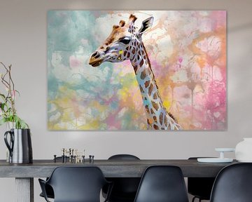 Girafe - Dessin - Peinture moderne sur Blikvanger Schilderijen
