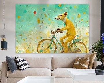 Erdmännchen Radfahren | Abstrakte Malerei von Blikvanger Schilderijen