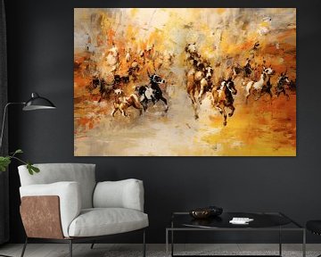 Horses Coming Home | Modern Schilderij van Blikvanger Schilderijen