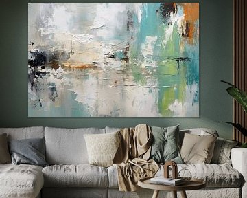 White, Green and Orange | Modern Kunstwerk van Studio Blikvangers