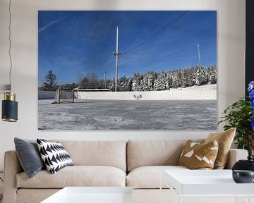 The village ice rink in winter by Claude Laprise