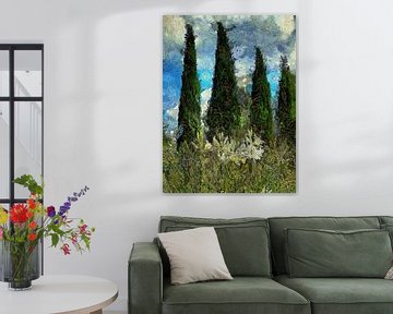 St Bruno's Lily And Cypress Trees Impressionist Style by Dorothy Berry-Lound