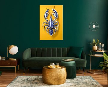 Lobster in delft blue, lobster, artistic lobster by Dunto Venaar