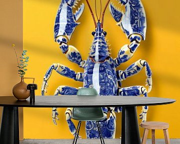 Kreeft in delft blauw, lobster, artistieke kreeft van Dunto Venaar
