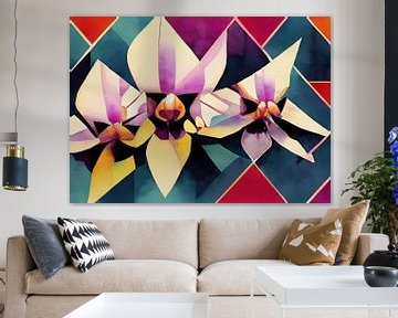 Cubist Orchid Trio - Art Deco 1920 by Wolfsee