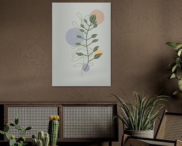 A drawing of botanical plants in bohemian style