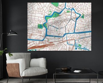 Kaart van Leeuwarden Centrum in de stijl Urban Ivory van Map Art Studio