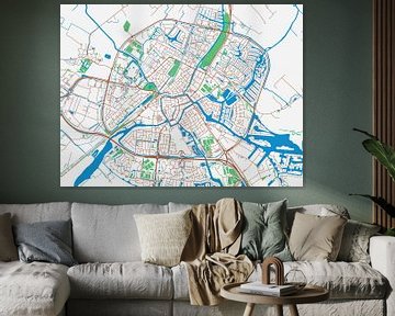 Kaart van Sneek in de stijl Urban Ivory van Map Art Studio