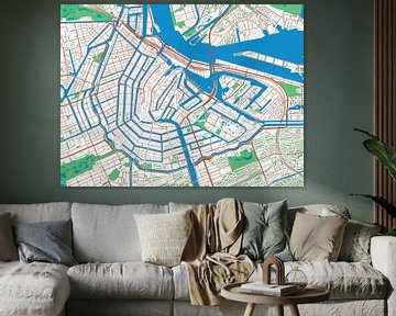 Kaart van Amsterdam Centrum in de stijl Urban Ivory van Map Art Studio