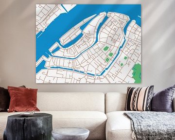 Kaart van Dordrecht Centrum in de stijl Urban Ivory van Map Art Studio