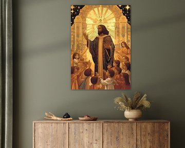 Jesus segnet die Kinder, Art Deco Stil von Jan Bechtum