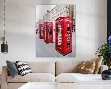 English telephone booth in triplicate by Judith van Wijk