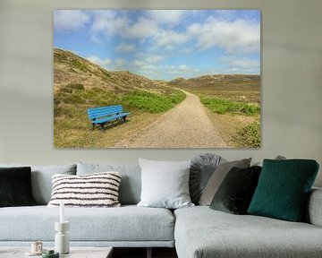 Sylt blue bench in the dunes