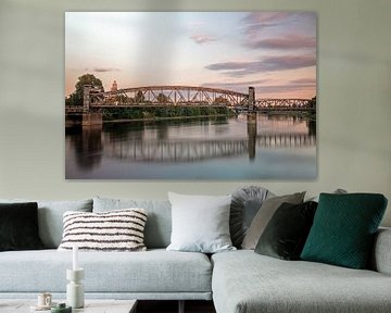 Pont levant de Magdebourg au coucher du soleil sur t.ART