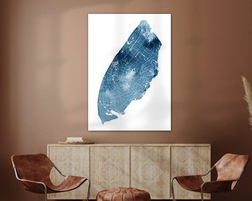 Karte von Texel | Ozeanblau | Aquarellmalerei von WereldkaartenShop