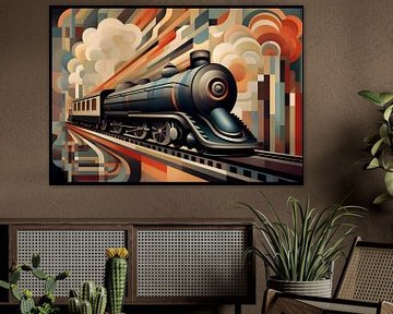 Steam train Art Deco style abstract by Jan Bechtum