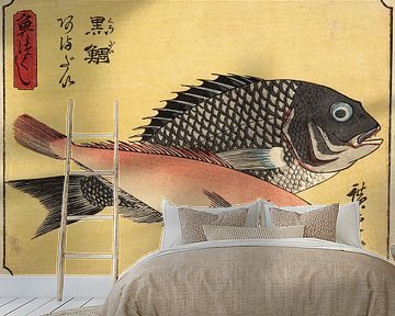 Japanische Kunst. Holzschnitt Ukiyo-e Goldbrasse und Kachelfisch von Utagawa Hiroshige von Dina Dankers