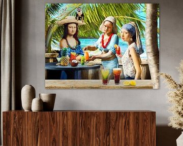 Mona Lisa, Girl with a Pearl Earring & The Milkmaid on the Beach by Your unique art