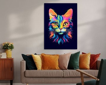 Katze Tier Pop Art Farbe Stil von Qreative