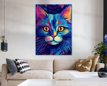 Kat dier Pop Art kleur stijl van Qreative