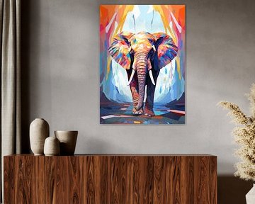 Olifant Dier Pop Art Kleurstijl van Qreative